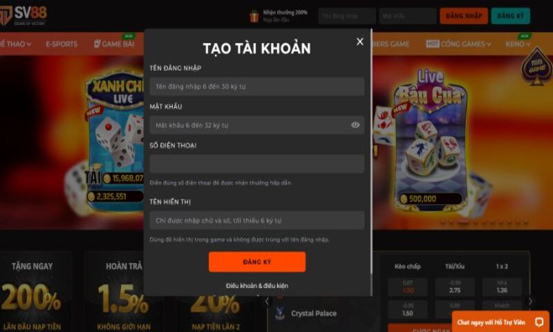 Quy trình thực hiện việc mở tài khoản tại nhà cái SV88